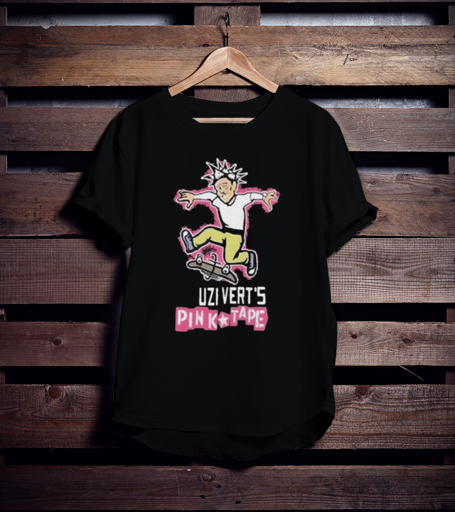 Uzi Vert's Pink Tape Skateboarding Character With Spiky Hair T-Shirt
