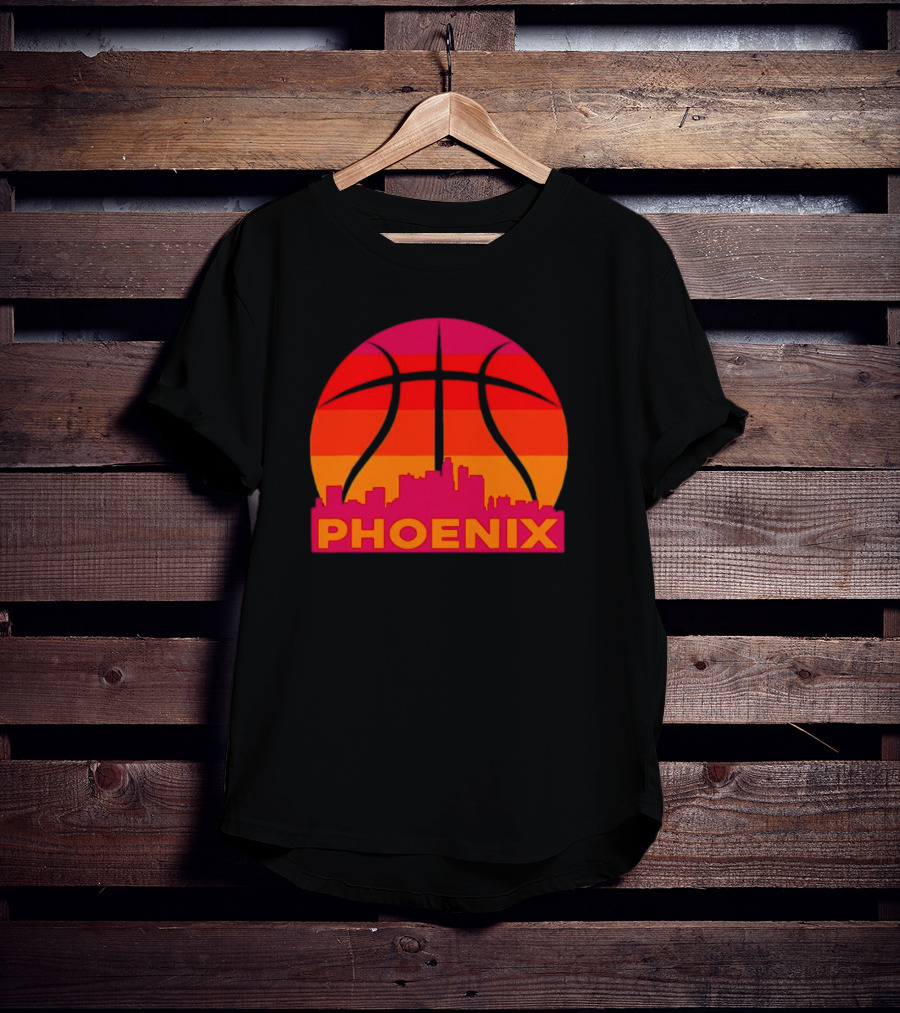 Phoenix City Skyline Basketball Sunset T-Shirt