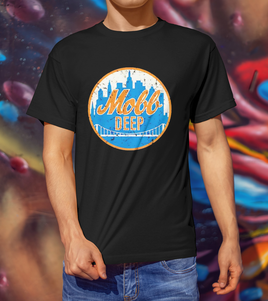 Mobb Deep Queens New York Knicks Vintage Skyline Bridge T-Shirt