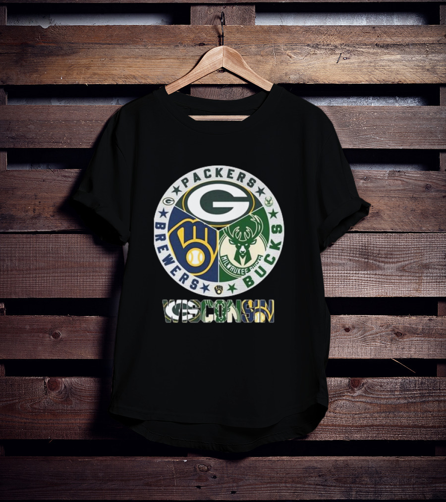 Green Bay Packers Milwaukee Brewers Milwaukee Bucks Wisconsin T-Shirt