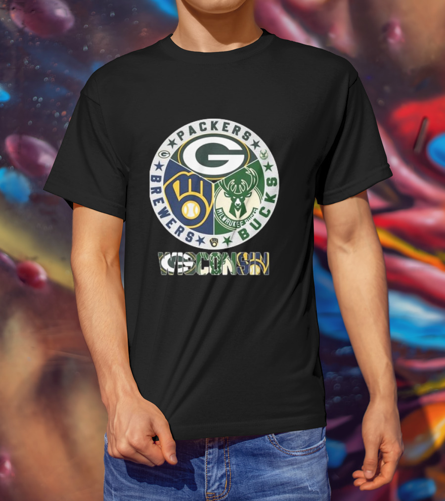 Green Bay Packers Milwaukee Brewers Milwaukee Bucks Wisconsin T-Shirt