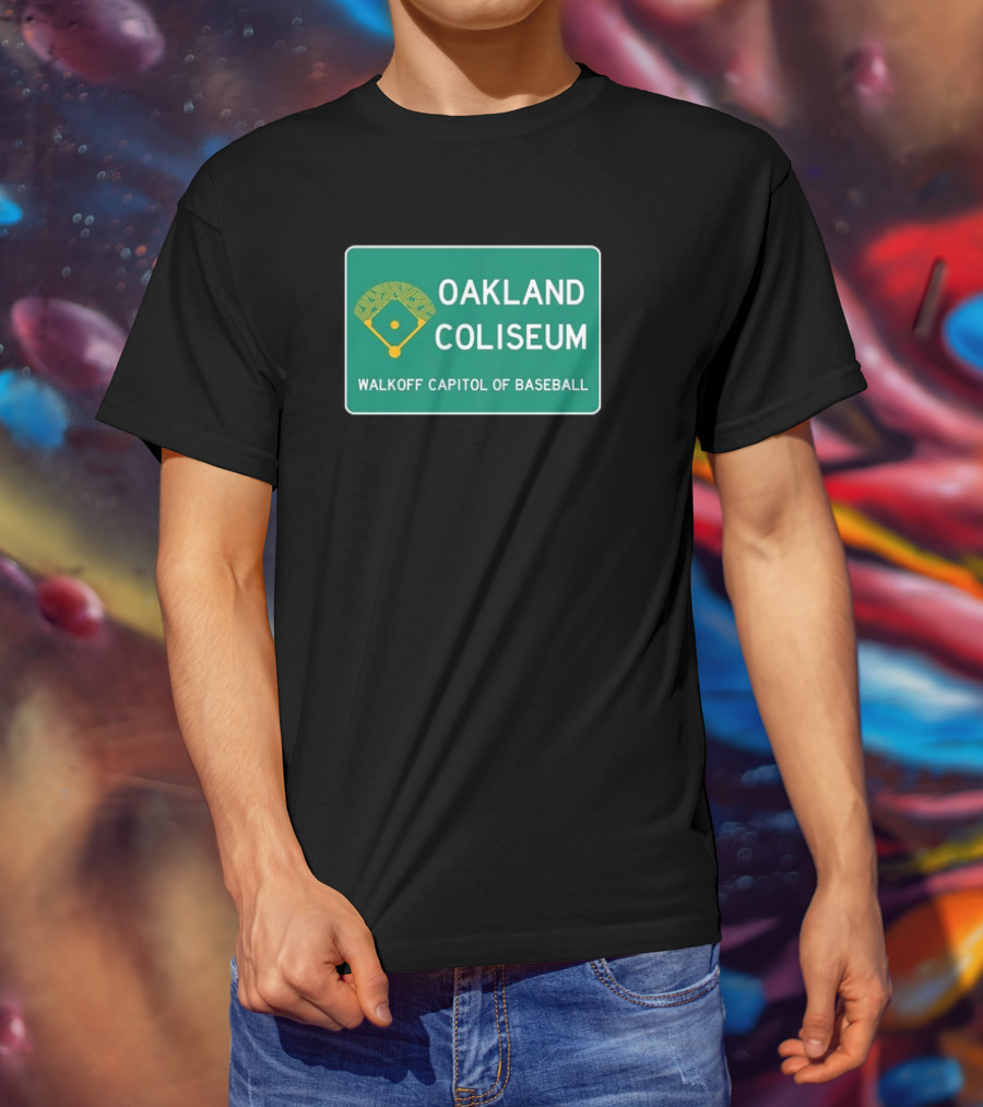 Oakland Coliseum Walkoff Capitol Of Baseball Iconic Sign T-Shirt