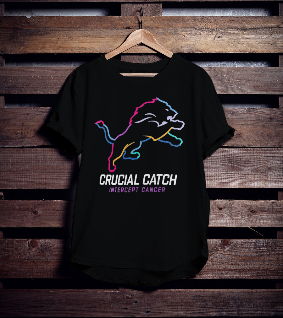 Detroit Lions Crucial Catch Intercept Cancer Awareness T-Shirt