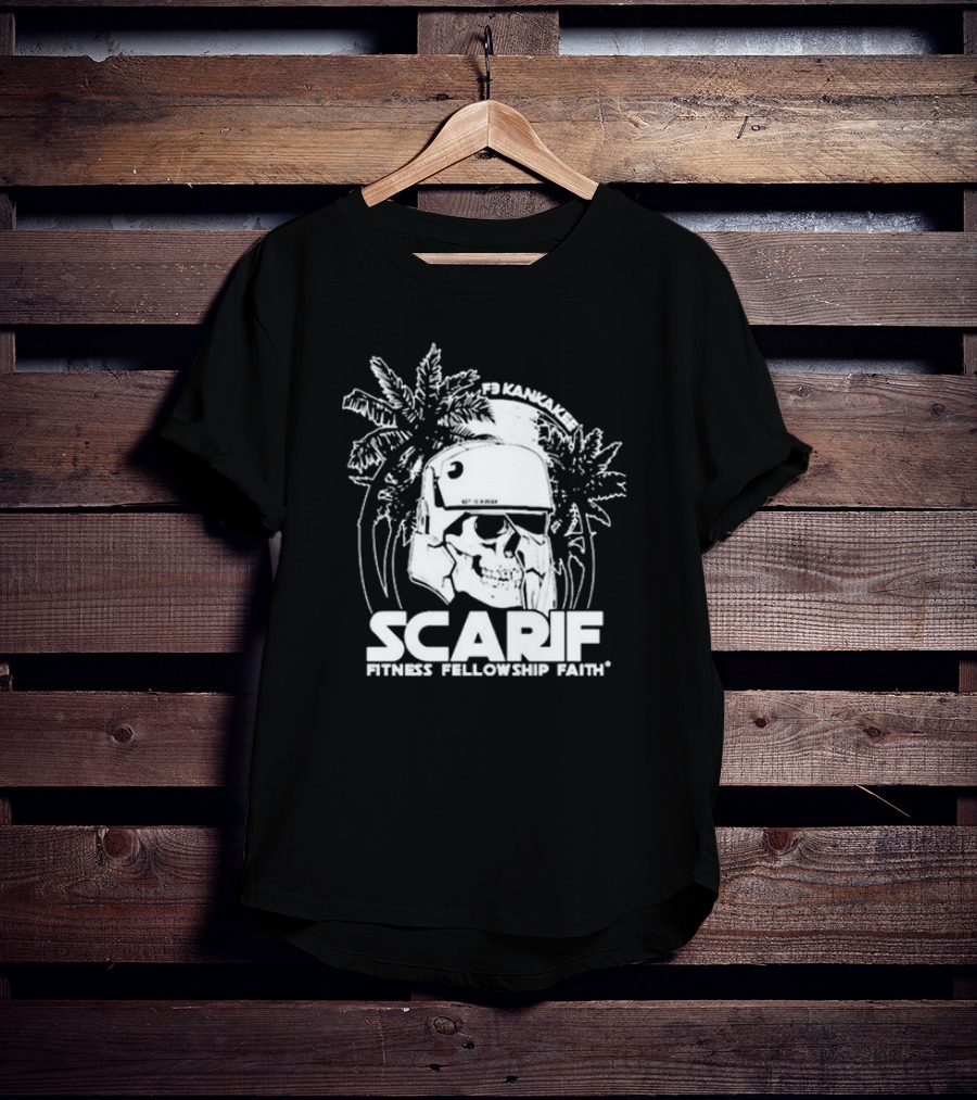 F3 Kankakee Scarif Fitness Fellowship Faith Stormtrooper Palm Trees T-Shirt