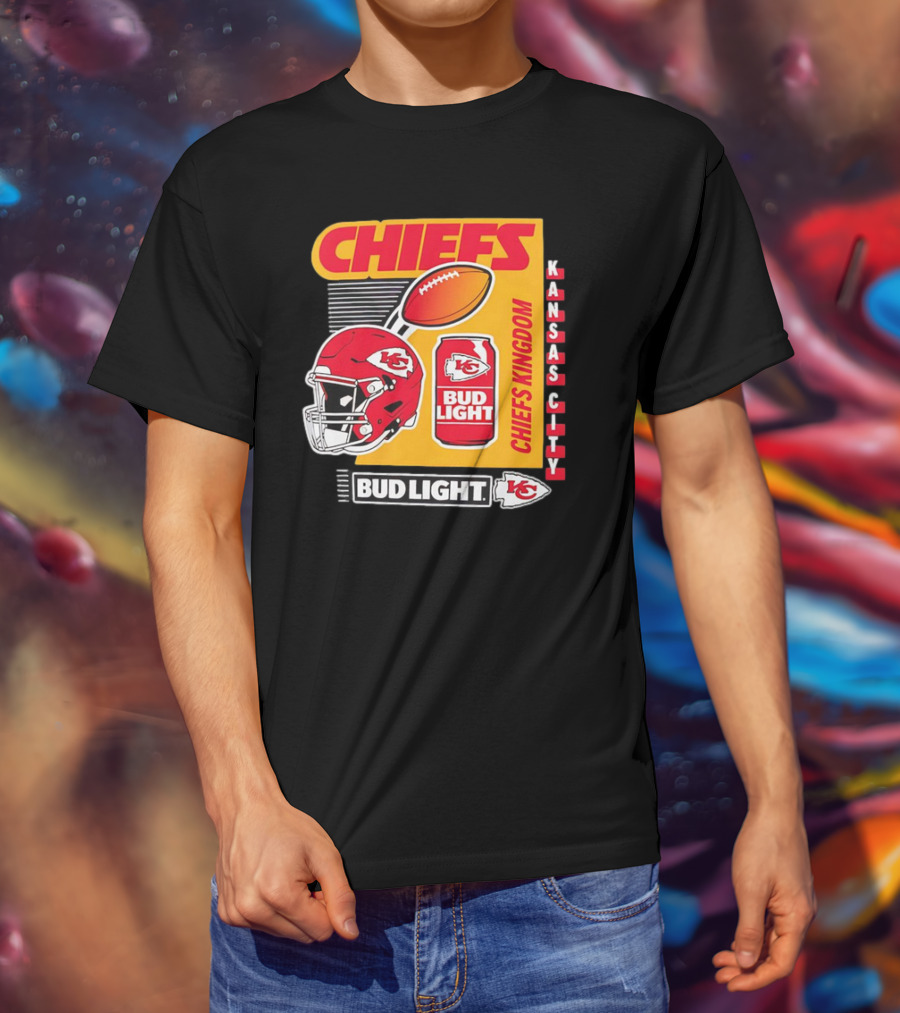 Kansas City Chiefs Bud Light Chiefs Kingdom Helmet Football Can T-Shirt