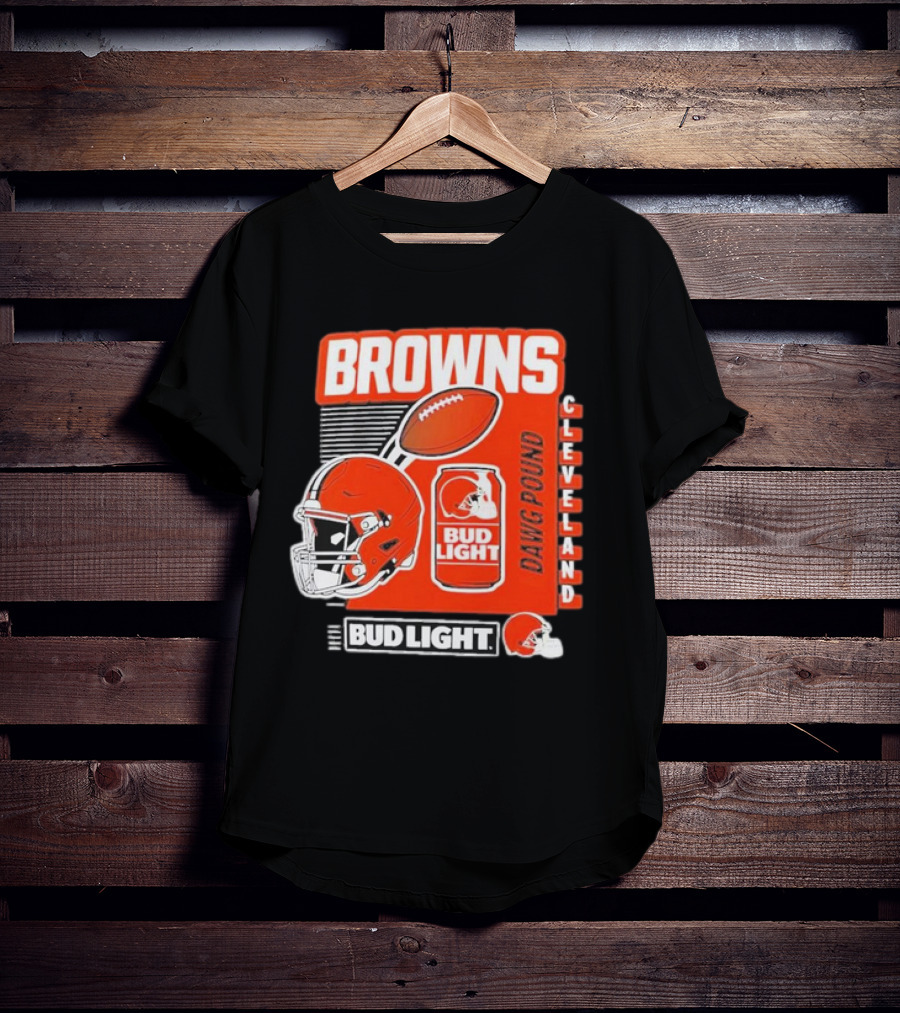 Browns Cleveland Bud Light Dawg Pound Football Helmet T-Shirt