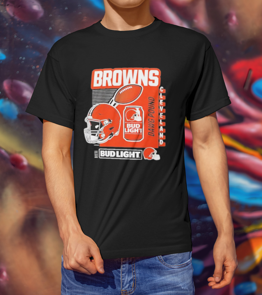 Browns Cleveland Bud Light Dawg Pound Football Helmet T-Shirt