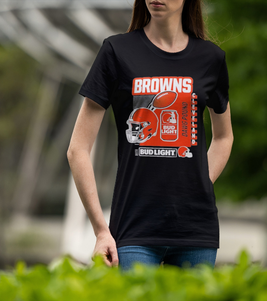 Browns Cleveland Bud Light Dawg Pound Football Helmet T-Shirt
