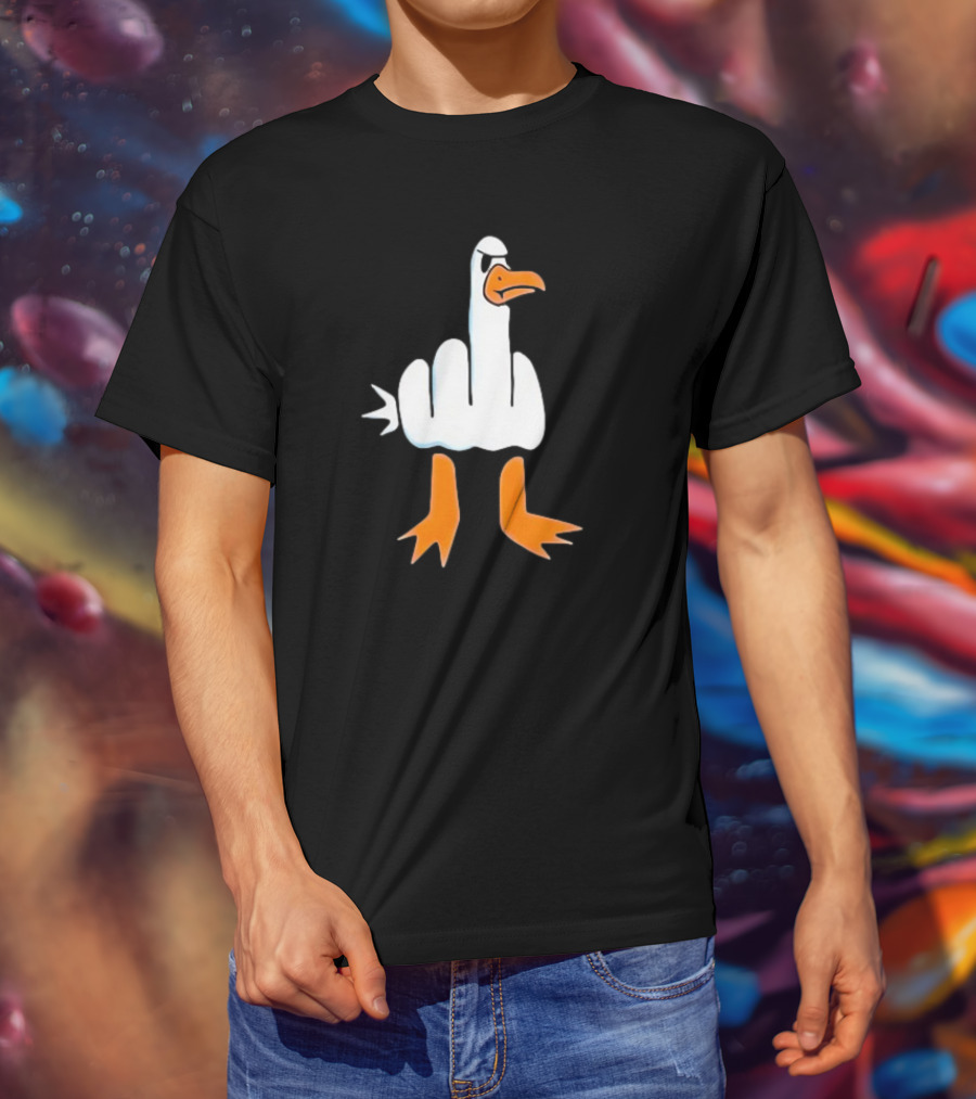Duck Flipping The Bird Middle Finger Gesture T-Shirt