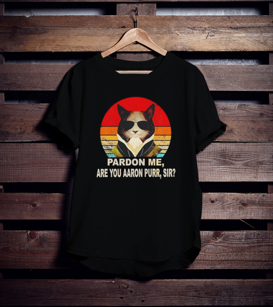 Pardon Me Are You Aaron Purr Sir Alexander Hamilton Cat Retro T-Shirt