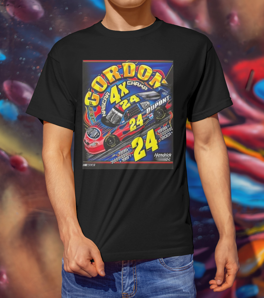 Jeff Gordon #24 Dupont NASCAR 4X Champ 1995-1997-1998-2001 Hendrick Racing T-Shirt