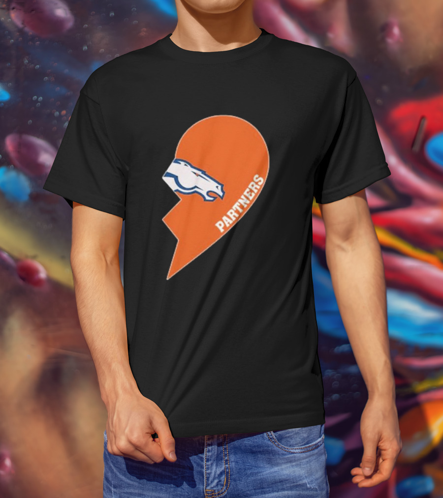 Denver Broncos Orange Half Heart Partners T-Shirt