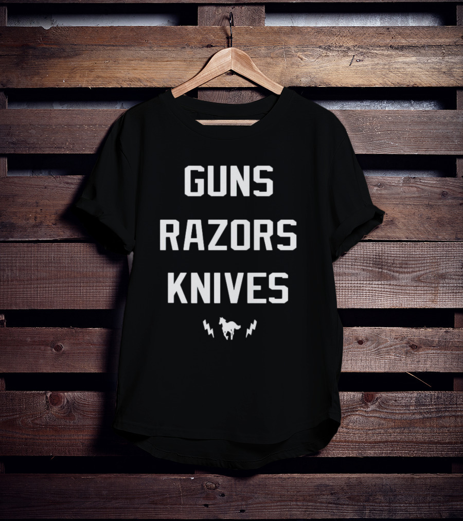 Guns Razors Knives Wild Horse Lightning T-Shirt