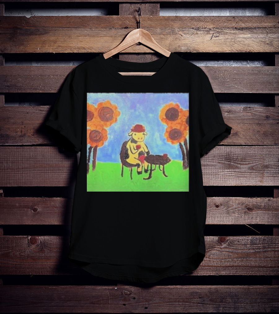Leanbeeftees Tea Time Cow In Hat With Sunflowers T-Shirt