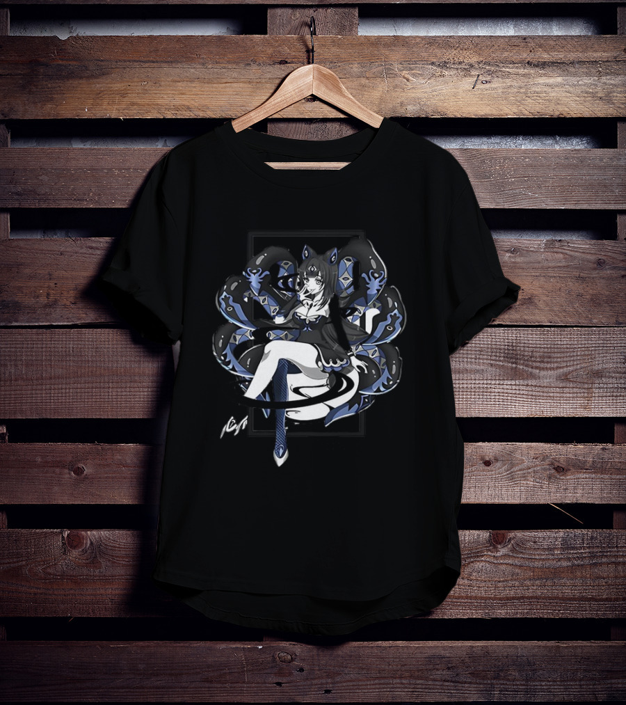 Abelia Release The Kraken Anime Tentacle Girl Monochrome T-Shirt