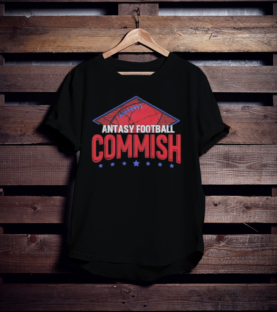 Fantasy Football Commish Vintage Distressed Football Stars T-Shirt