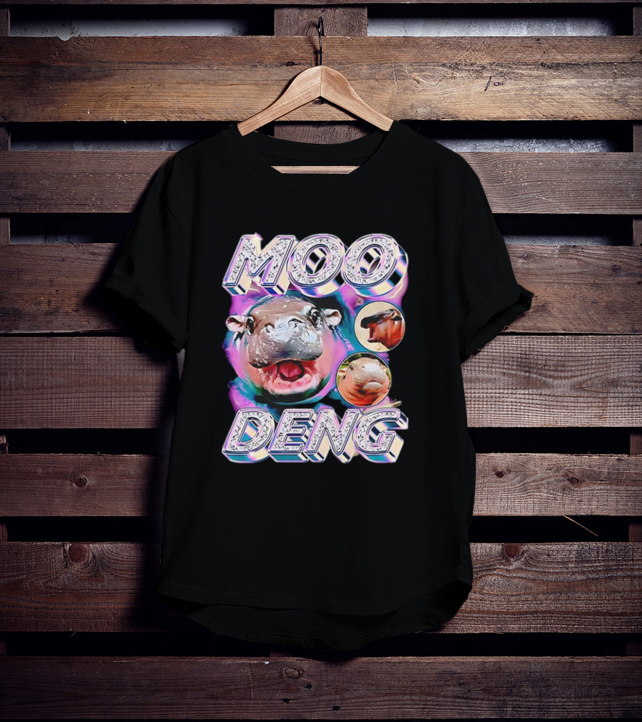 Moo Deng Colorful Hippo Pop Art Vintage Retro T-Shirt