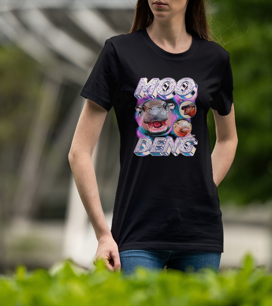 Moo Deng Colorful Hippo Pop Art Vintage Retro T-Shirt