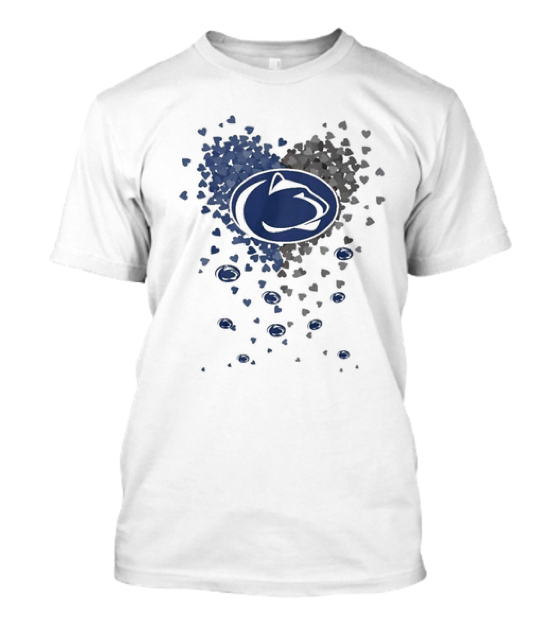 Heart Full Of Penn State Nittany Lions Pride Blue And Gray Logo Hearts T-Shirt