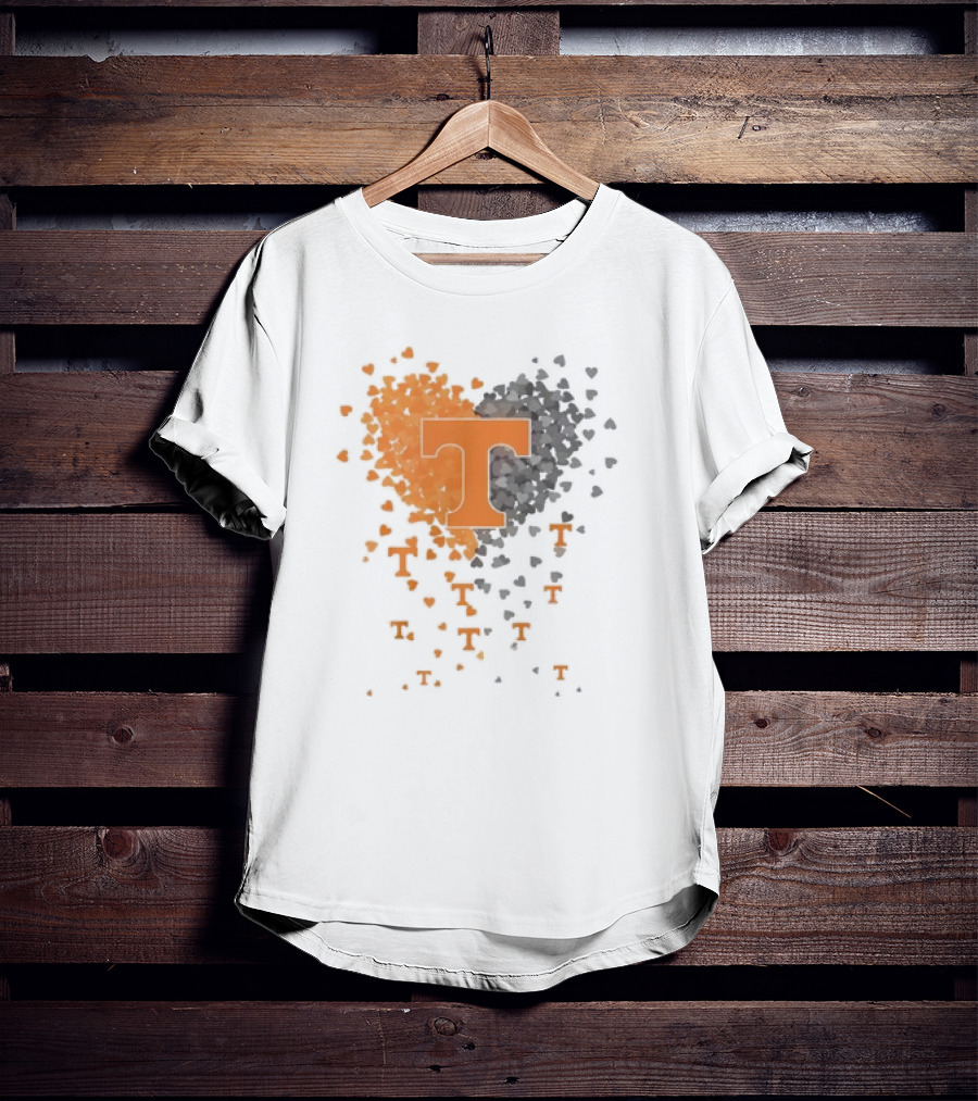 Heart Of Tennessee T With Orange And Gray Hearts T-Shirt