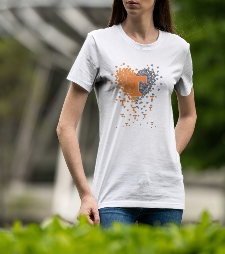 Heart Of Tennessee T With Orange And Gray Hearts T-Shirt
