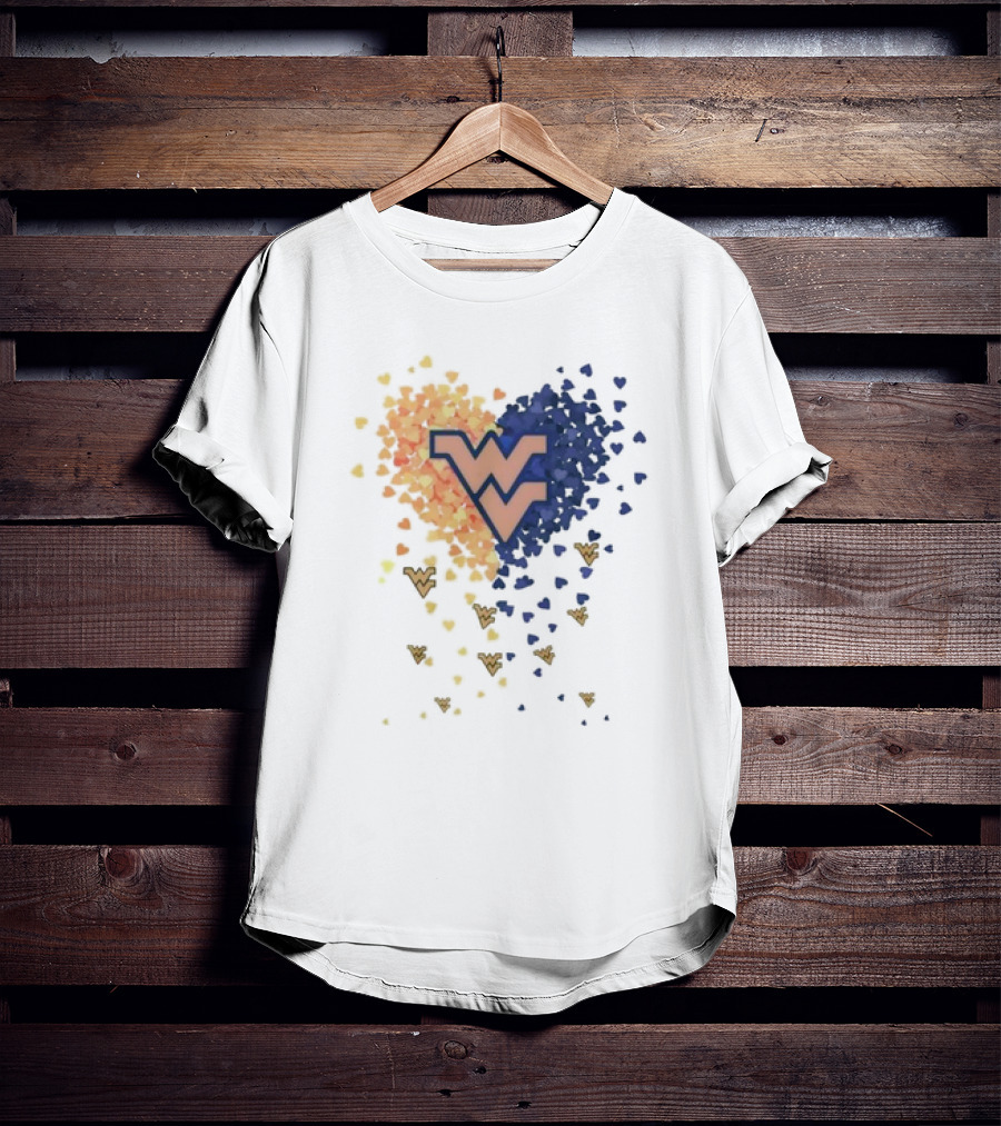 Heart Full Of West Virginia Mountaineers WV Logo And Colorful Hearts T-Shirt