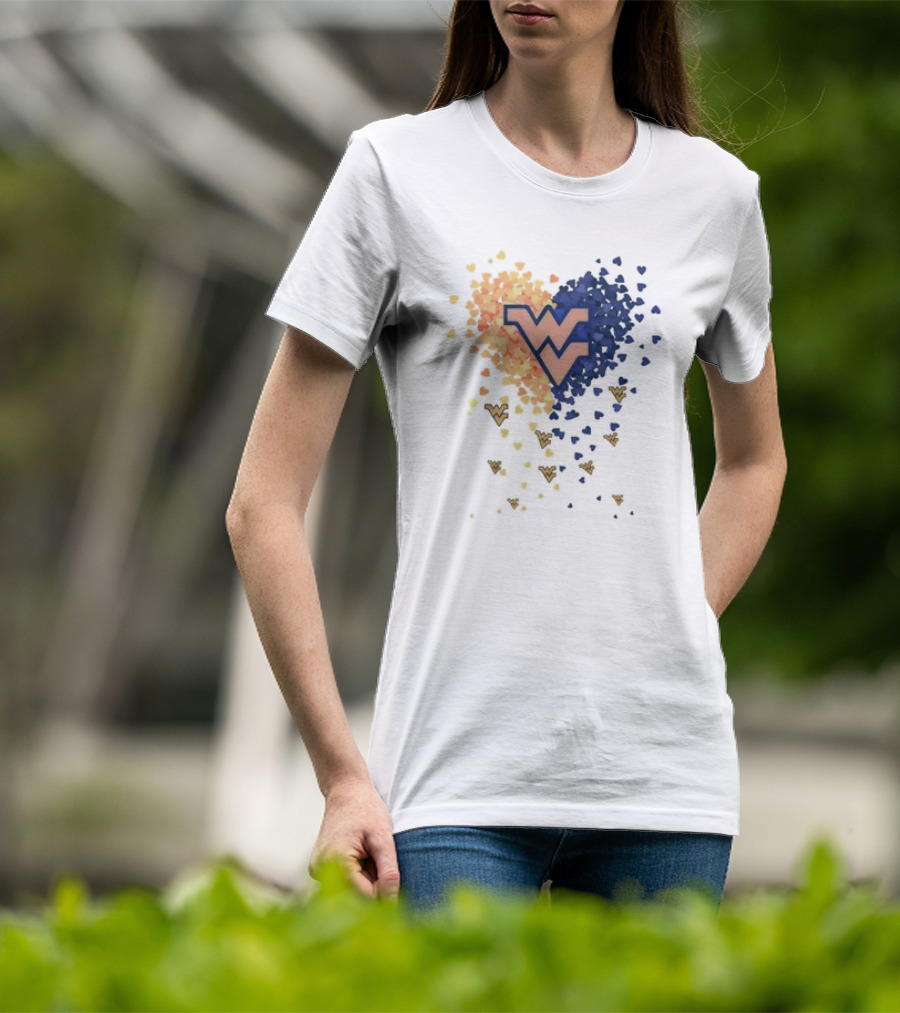 Heart Full Of West Virginia Mountaineers WV Logo And Colorful Hearts T-Shirt