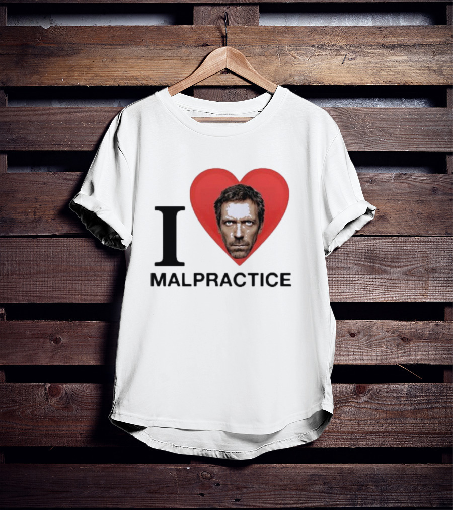 I Love Malpractice House MD Face In Heart T-Shirt