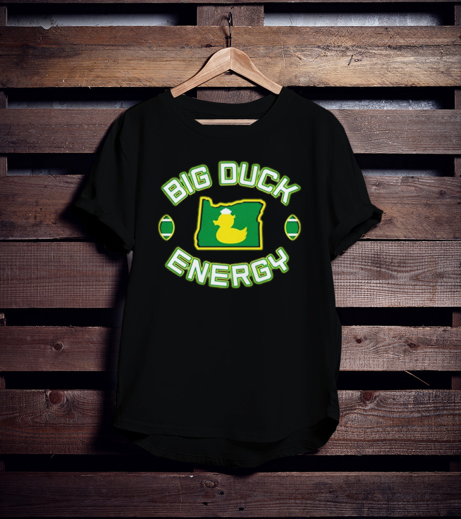 Oregon Ducks Big Duck Energy Football State Map T-Shirt