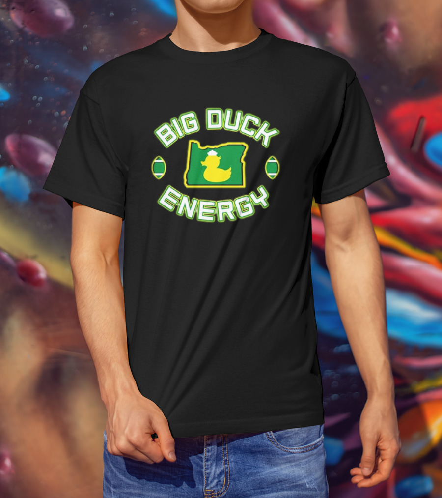 Oregon Ducks Big Duck Energy Football State Map T-Shirt