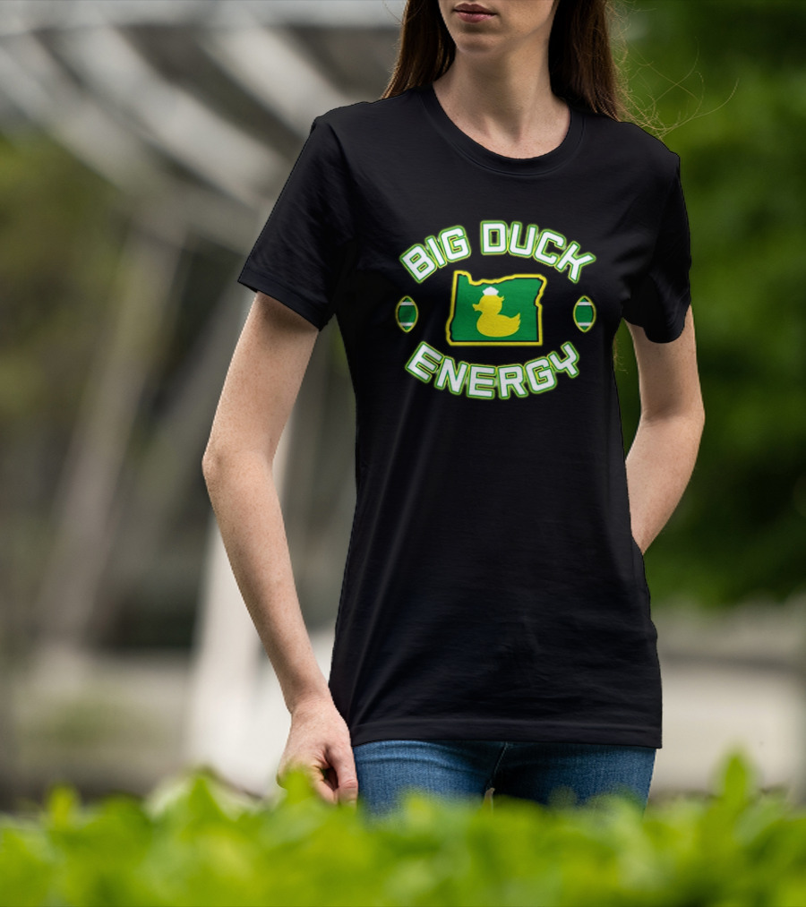 Oregon Ducks Big Duck Energy Football State Map T-Shirt