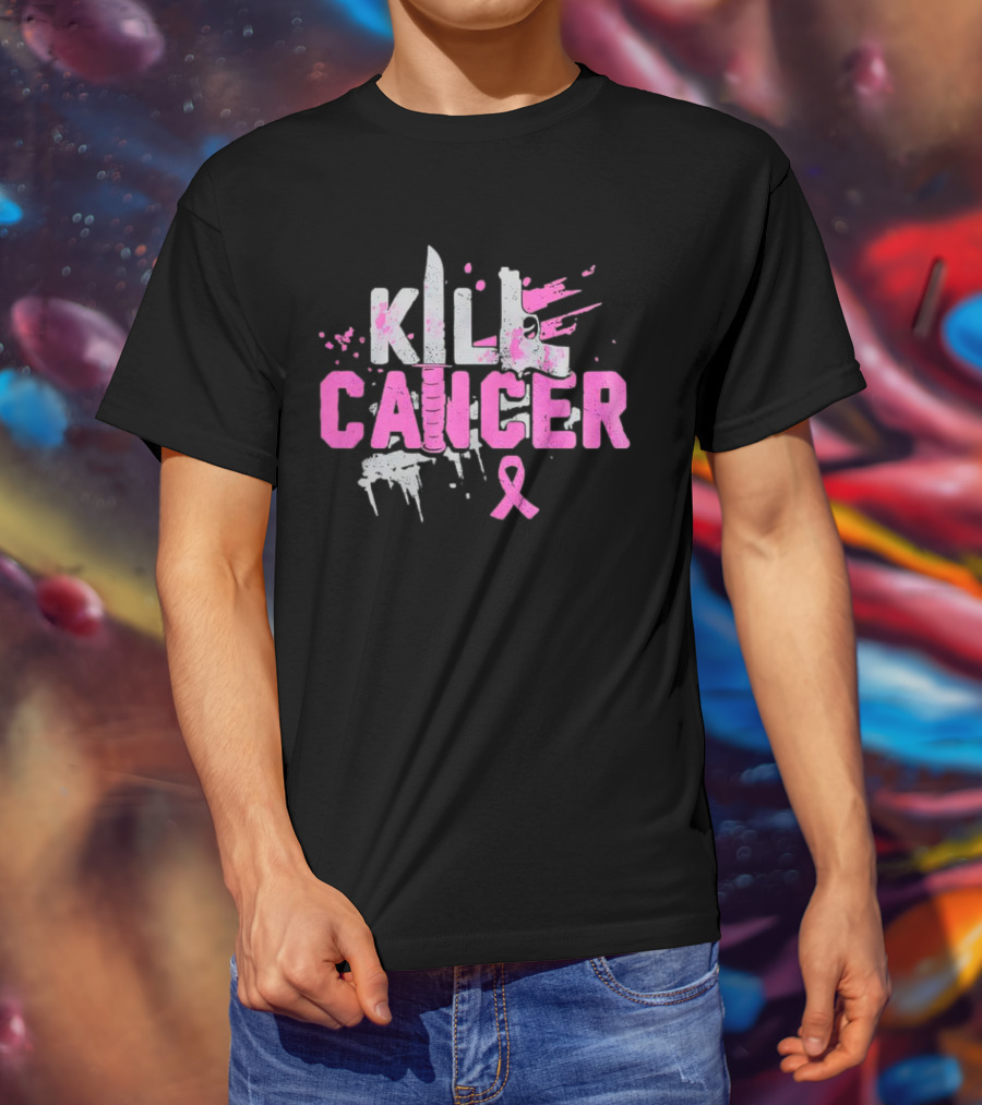 Kill Cancer Pink Ribbon Knife T-Shirt
