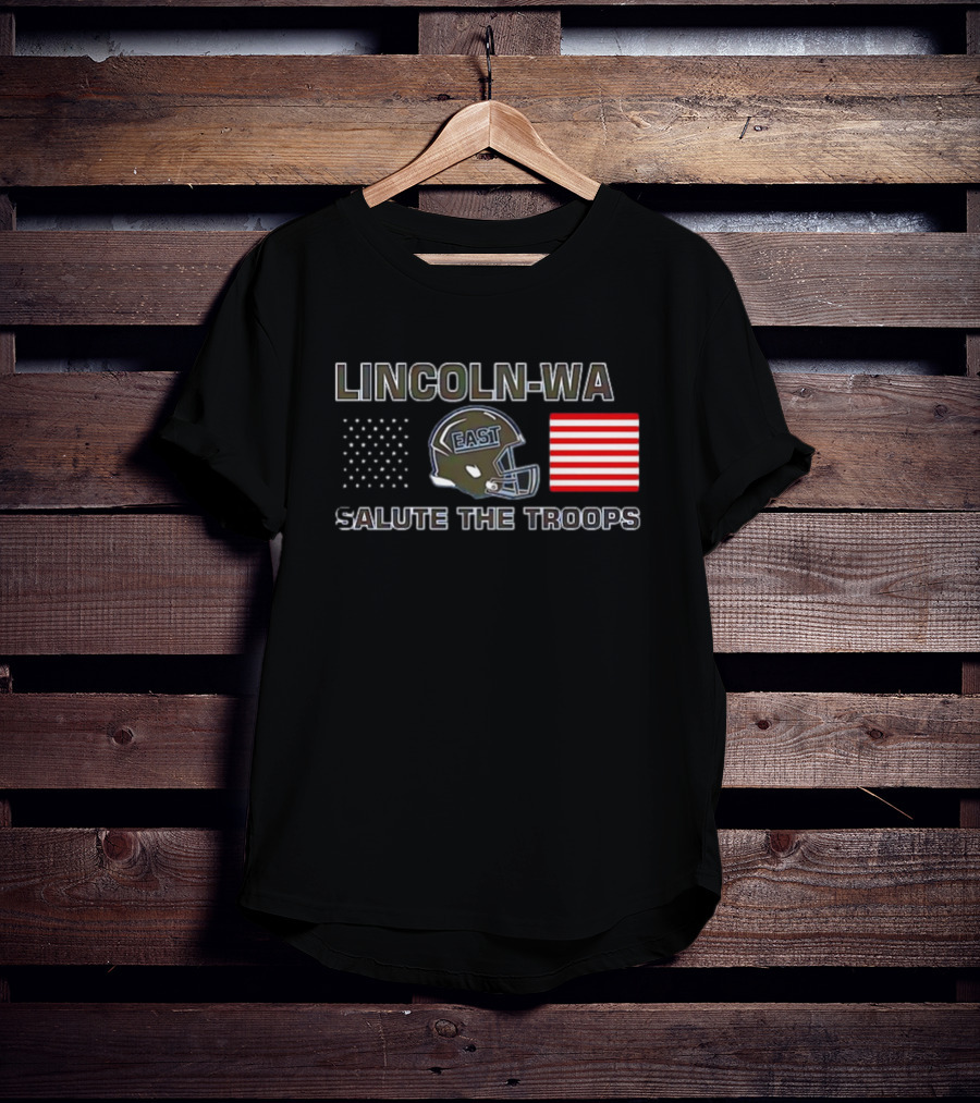 Lincoln-Way East Salute The Troops Helmet American Flag T-Shirt