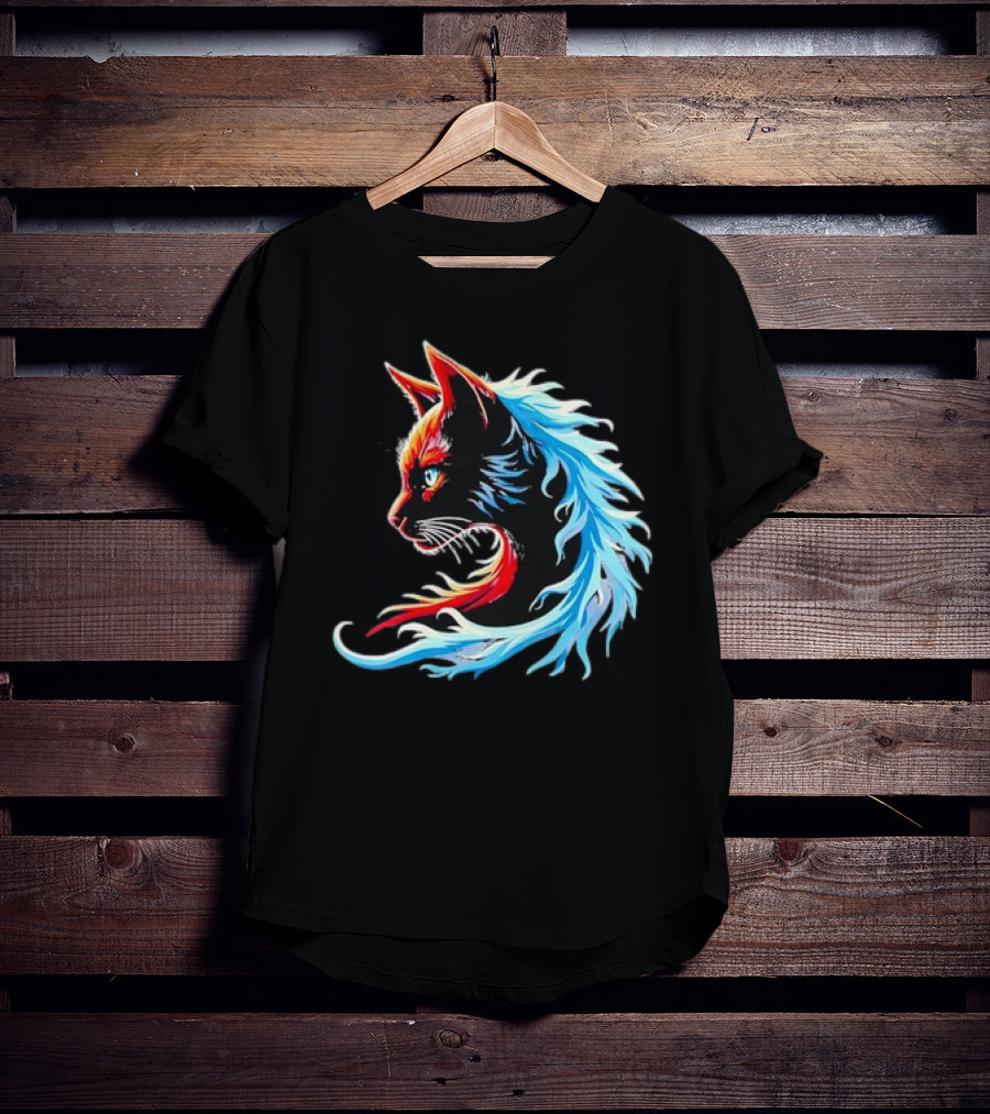 Retro Blue Cat Wave Cat Ladies Cat Lover T-Shirt