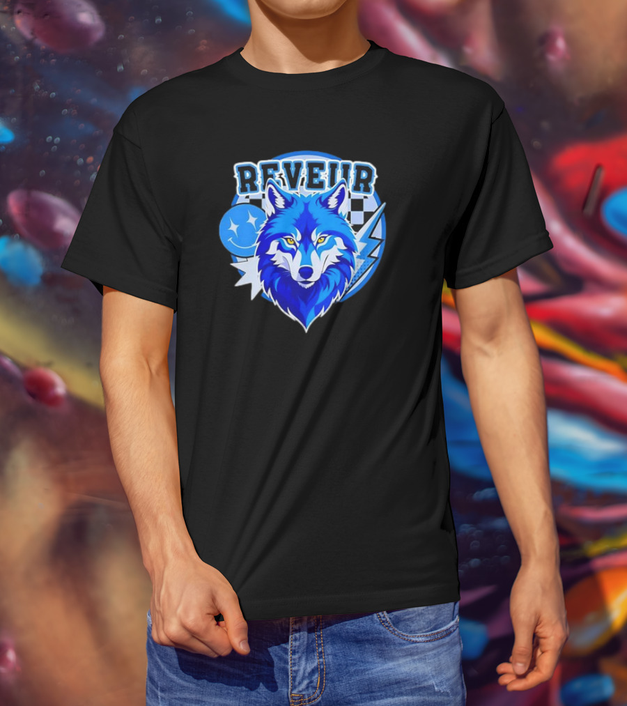 Reveur Blue Wolf Checkered Dreamers Emblem T-Shirt