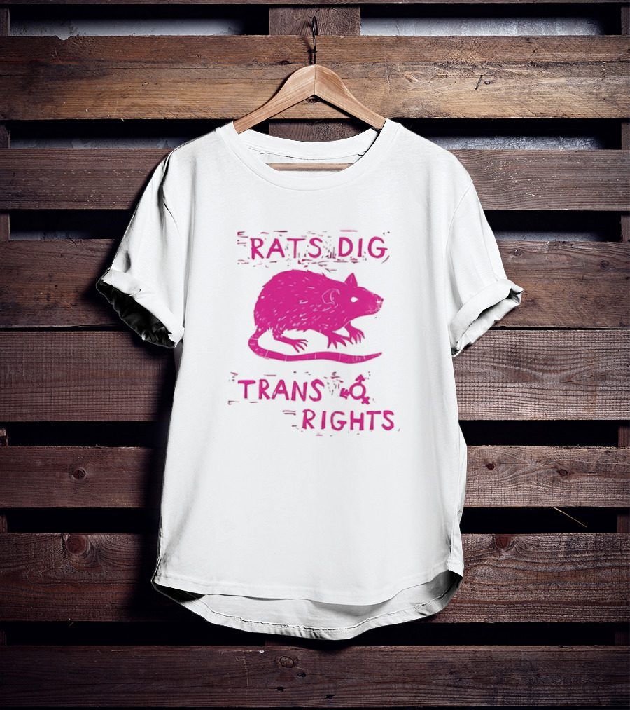Rats Dig Trans Rights Retro Pink Rat T-Shirt