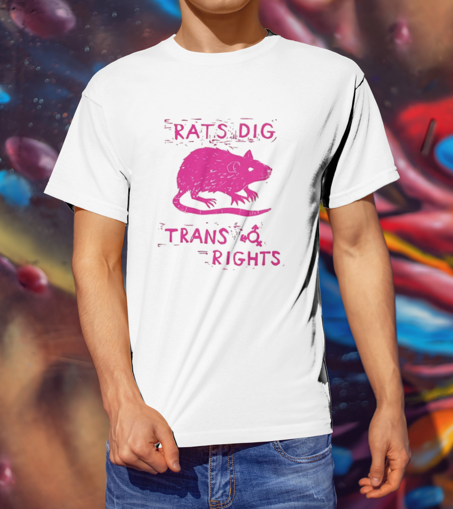 Rats Dig Trans Rights Retro Pink Rat T-Shirt