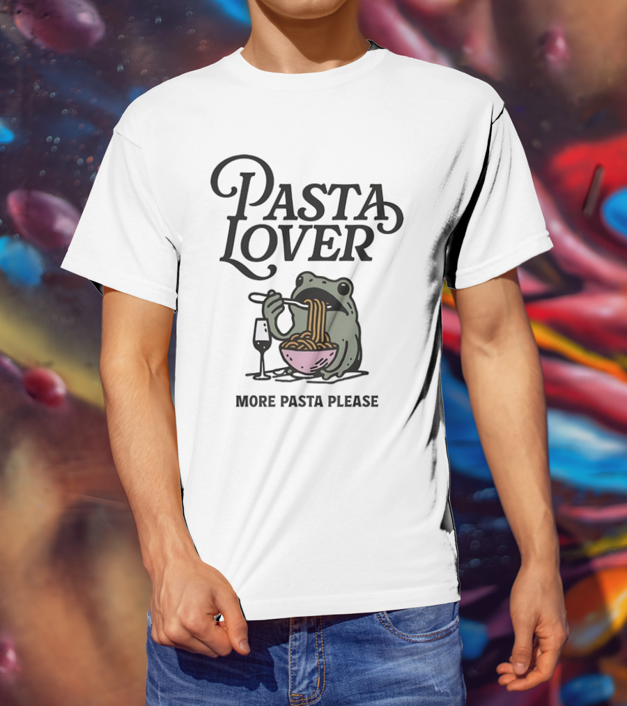 Pasta Lover Frog Enjoying More Pasta Please T-Shirt