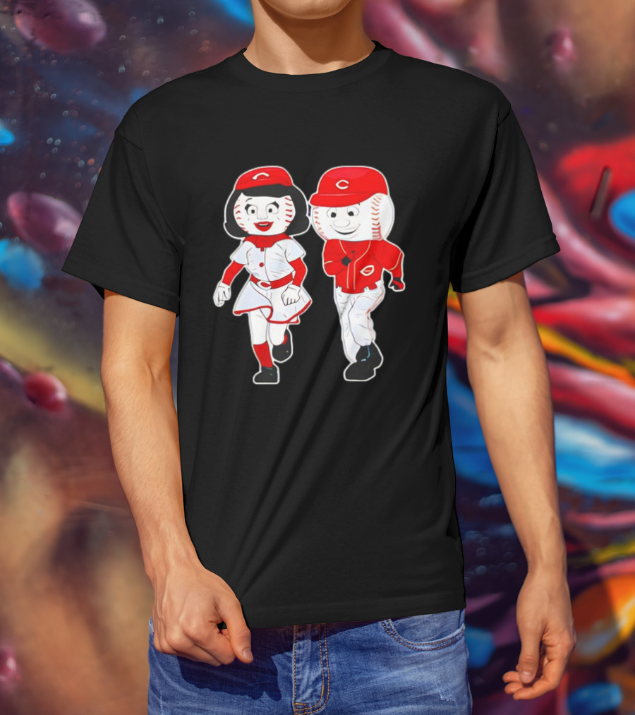 Cincinnati Reds Rosie Red And Mr. Red Mascots T-Shirt