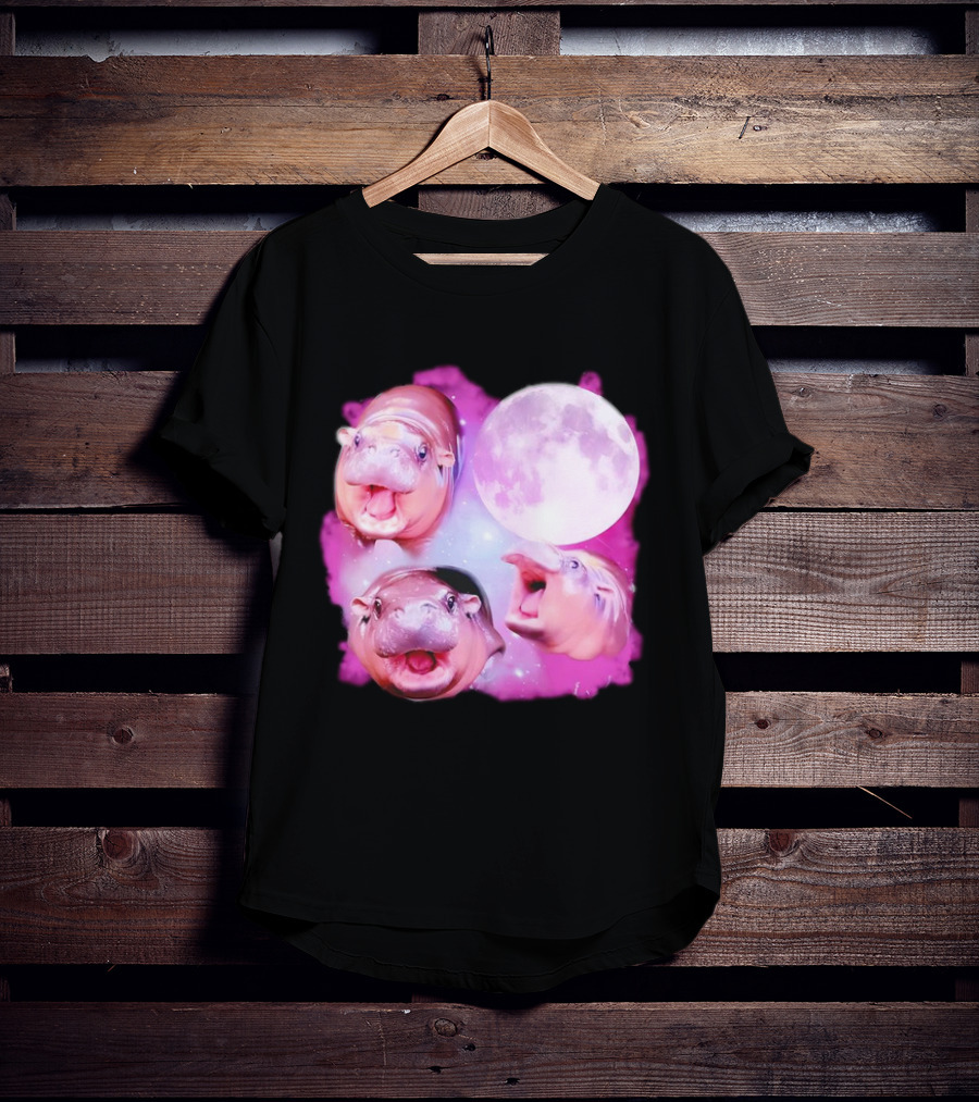 Cute Moo Deng Pink Moon Trio T-Shirt