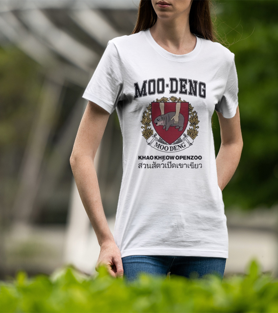 Moo Deng Khao Kheow Open Zoo Emblem With Manatee Crest T-Shirt