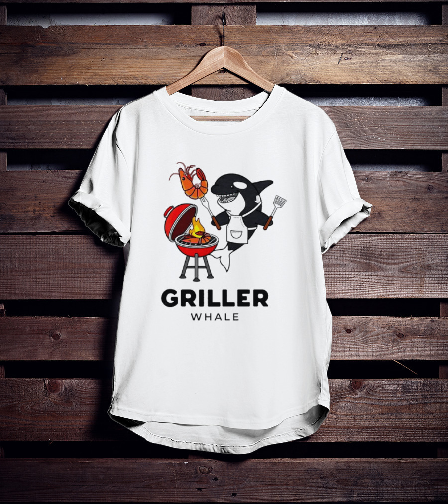 Griller Whale BBQ Cartoon Apron And Spatula With Lobster T-Shirt