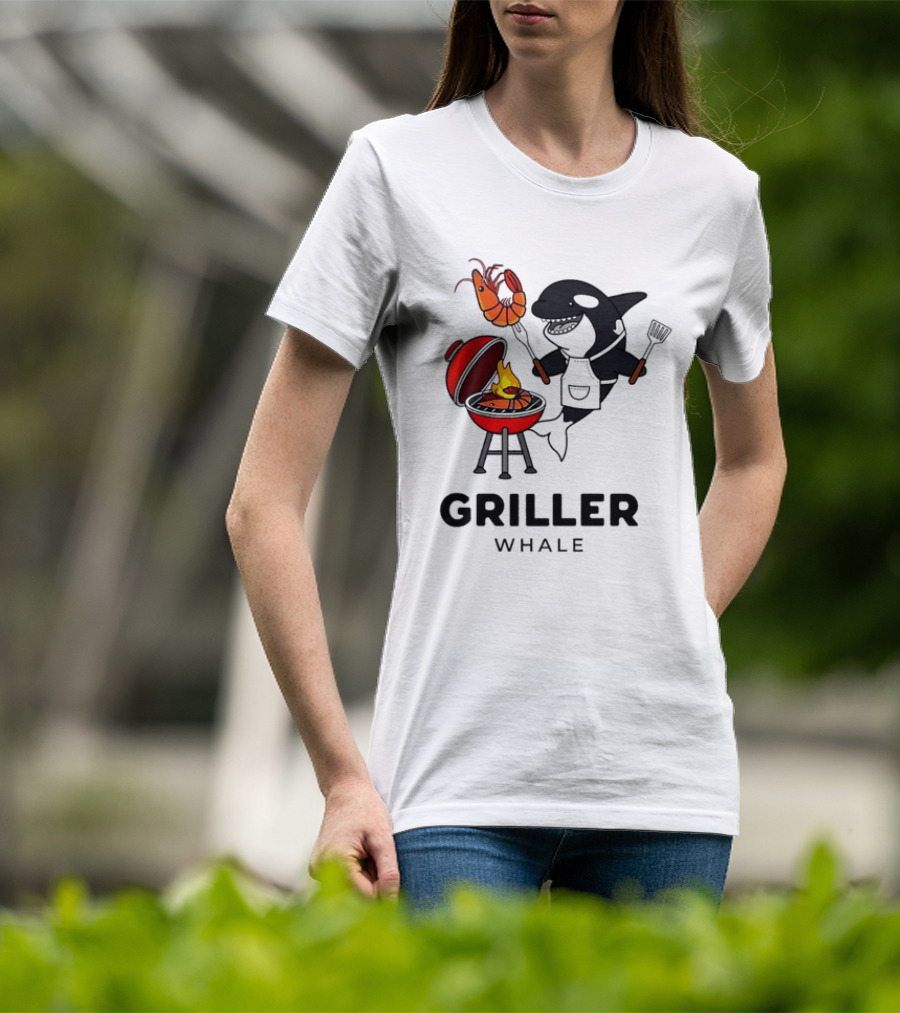 Griller Whale BBQ Cartoon Apron And Spatula With Lobster T-Shirt