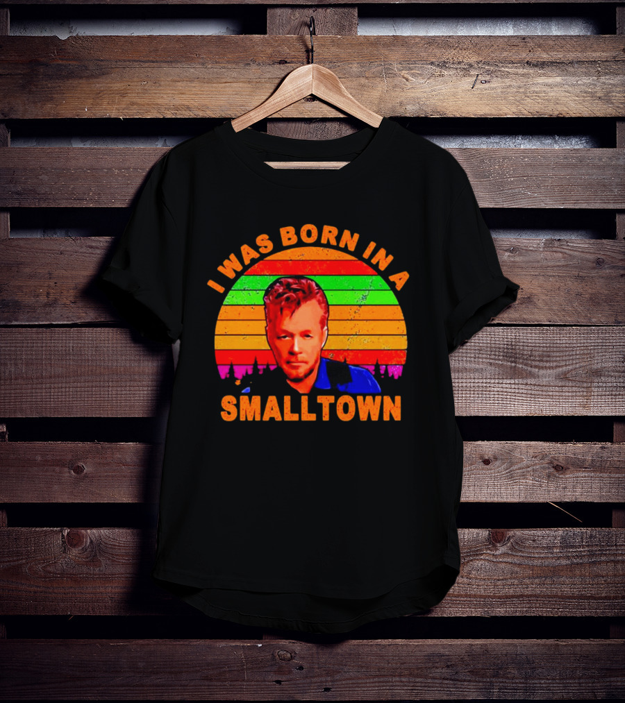 I Was Born In A Small Town Vintage John Mellencamp Retro Sunset T-Shirt