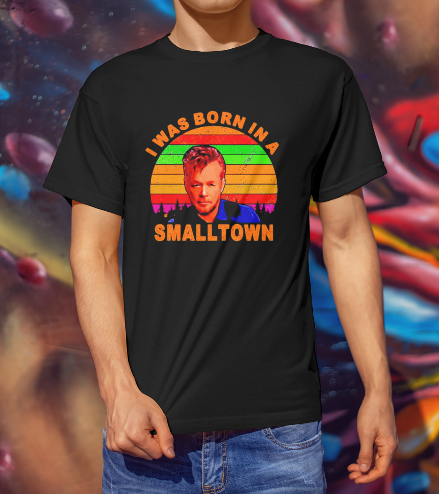 I Was Born In A Small Town Vintage John Mellencamp Retro Sunset T-Shirt