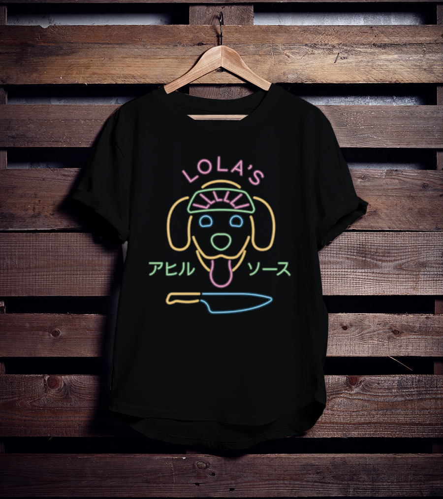 LOLA'S Kenny And Lilly Neon Dog With Knife T-Shirt