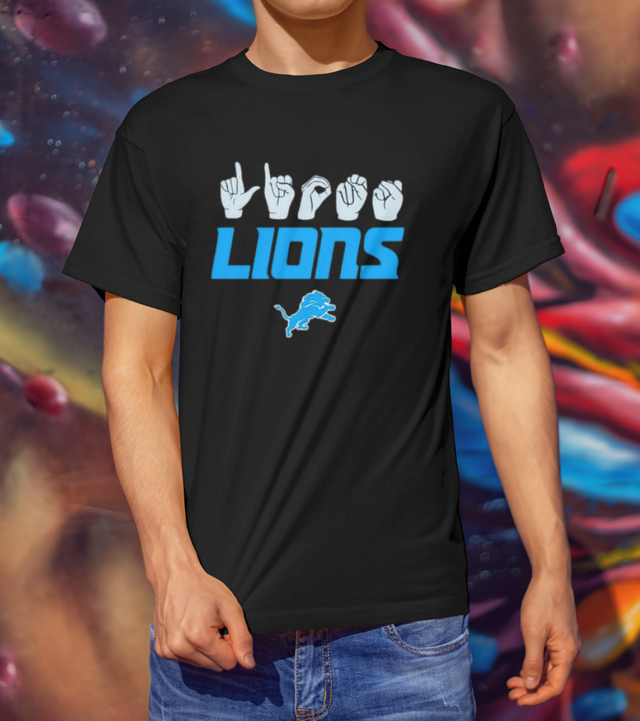 Lions Love Sign Gesture Football Emblem T-Shirt
