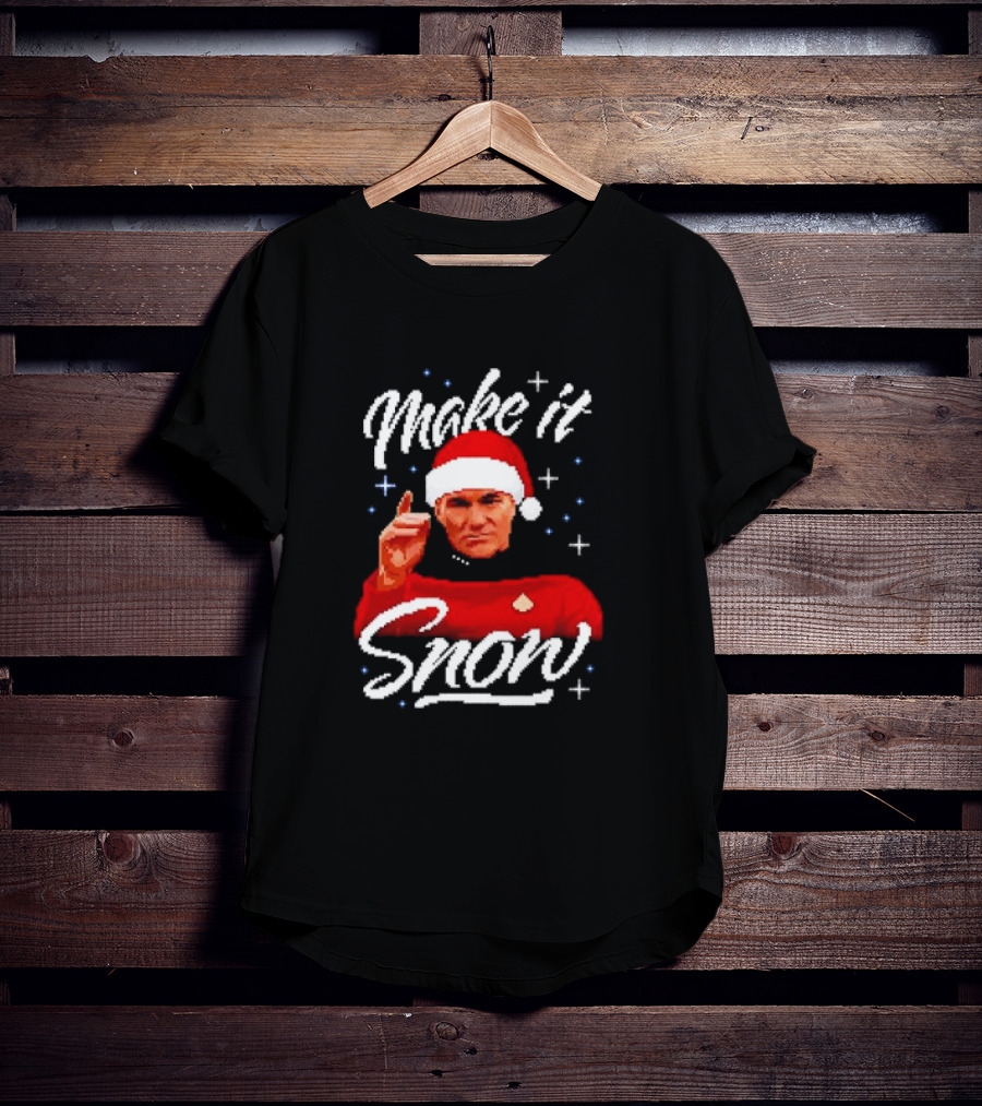 Make It Snow Christmas Jumper Santa Hat Commanding Gesture T-Shirt