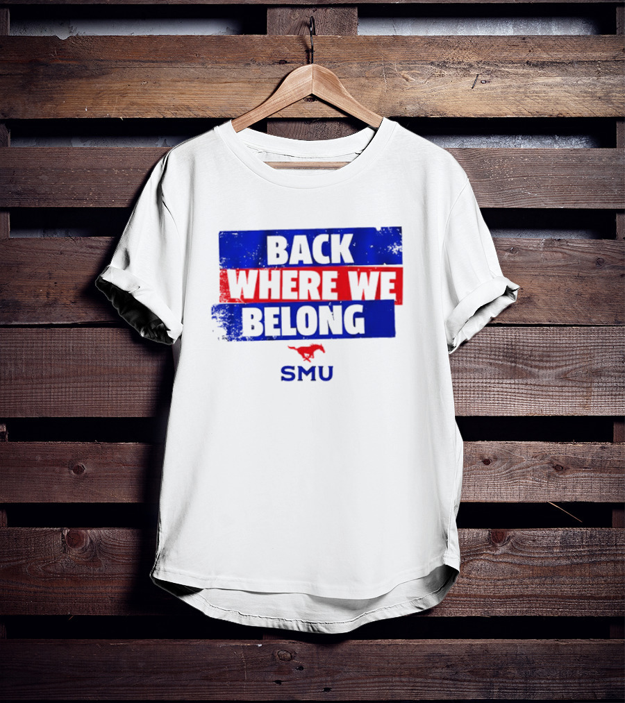 SMU Back Where We Belong Red Mustang T-Shirt