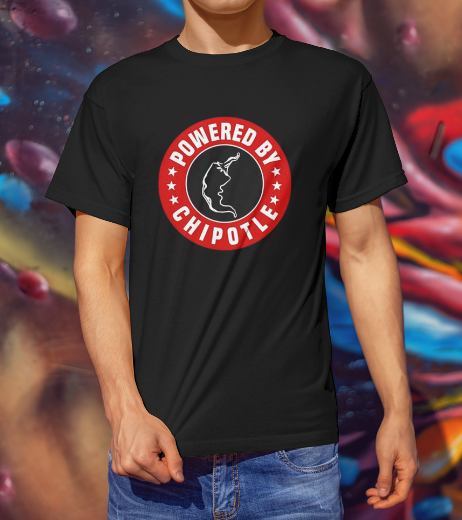 POWERED BY CHIPOTLE CHILI PEPPER LOGO ROUND RED T-Shirt